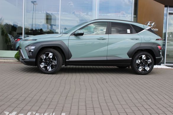 Нова Hyundai KONA Hybrid 2024, комплектація Top Color Pack, колір mirage green, двигун 1.6 GDi HEV (141 к.с., гібрид)