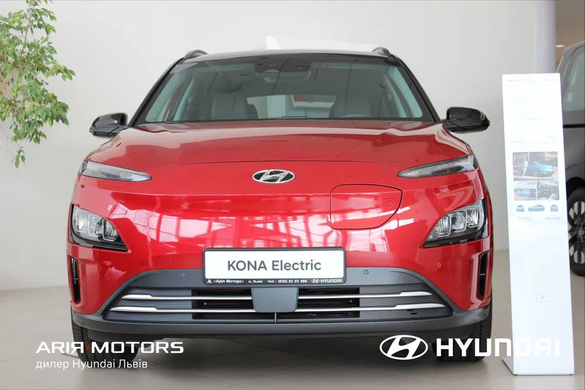 Hyundai KONA Electric 2022, комплектація TOP, колір Pulse Red Pearl, батарея 39.2kW (потужність 136 к.с.).